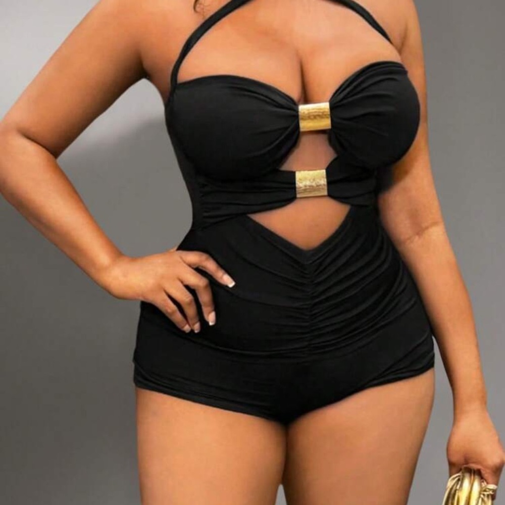 Black Halter Cutout romper